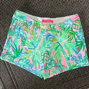 Lilly Pulitzer Pink and Green Tropical Print Shorts